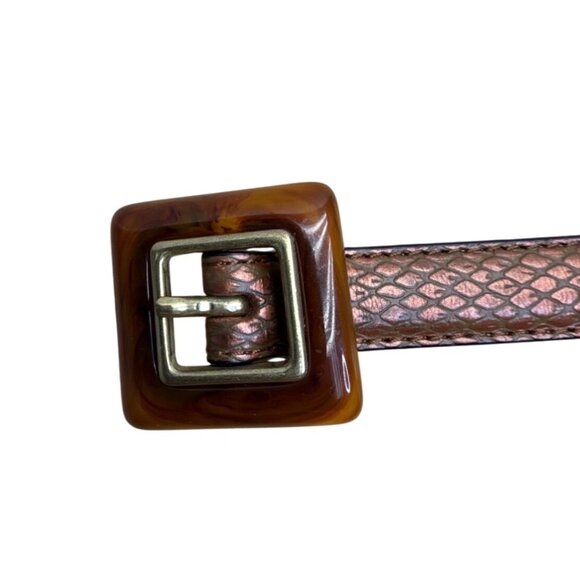 Fossil Womens Brown Genuine Leather Belt With Buckle Gold Accents Size M main image 4